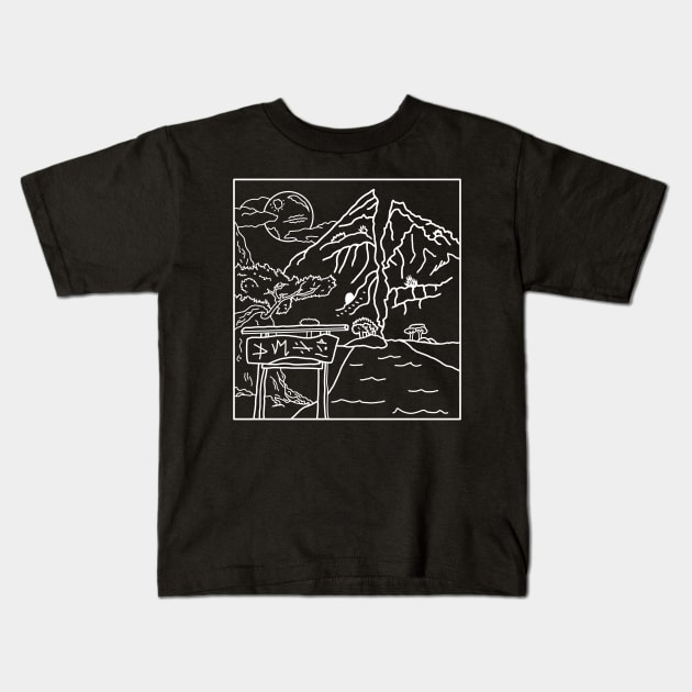 Split mountain moonlight Kids T-Shirt by Rezolutioner